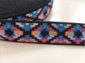 Gummiband für Trachtengürtel - 2,5 cm  - schwarz gemustert  Dirndlgürtel elastisch gewebt