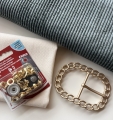 Bild 1 von Materialpaket für einen Breitcord Gürtel Dirndlgürtel - dunkelgrün pastell