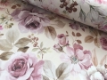 Trachten Dirndl Stoff - knitterarm - Blumen groß - cremeweiss altrosa pastel  - 50 cm