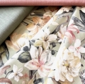 Bild 1 von Trachten Dirndl Stoff - knitterarm - Blumen groß - altgrün pfirsich cremeweiß pastel  - 2x115 cm