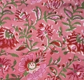 Bild 2 von Baumwollstoff - Indien  - blockprint Handdruck Blumen wassermelonen-pink rot grün  - 50 cm