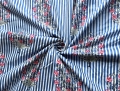 Baumwollstoff - Indien  - blockprint Handdruck Blumen Streifen blau pink weiß - 50 cm