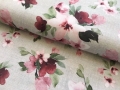 Trachten Dirndl Stoff  Baumwolle Anna - knitterarm - Blumen - zartrosa rubinrosa grün  - 50 cm