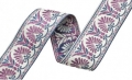 Reststück Borte Webband 34 mm breit creme lila blau -  270 cm