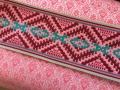 Reststück Borte Jacquardband Zierborte - koralle fuchsia elfenbein  7,8 cm breit   125 cm
