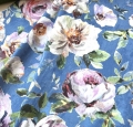 Bild 2 von Trachten Dirndl Stoff - knitterarm - Blumen groß - blau beere pastel  cremeweiß - 190 cm
