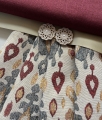 Bild 2 von Gobelin Jacquard - Dirndlstoff  gewebt  Ornamentmuster - beige senfgelb weinrot - 190 cm