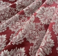 Bild 2 von Jacquard Italien -  Blumen  Ornamentmuster gewebt  dunkelrot creme - 2x95 cm