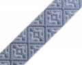 Bild 2 von Borte Jacquardborte Webband Band hellblau  dunkelblau grau   - 30 mm breit  - 285 cm