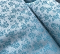 Bild 3 von Jacquard Stoff Trachten Dirndl  - Blume - zartblau türkis  - 50 cm