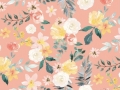 Bild 2 von Baumwollstoff - Blumen  -  pfirsich peach creme grün - 50 cm
