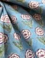 Bild 2 von Baumwollstoff - Indien  - blockprint Handdruck Blumen blau pink weiß - 50 cm