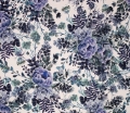 Baumwoll Stretch Stoff - Blumen creme blau petrol - 50 cm