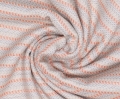 Bild 2 von Jacquard Bänderoptik  Baumwoll-Mischgewebe -knitterarm - Streifen quer - creme pfirsich grau 50 cm