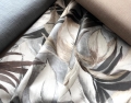 Bild 1 von Trachten Dirndl Stoff - knitterarm - Blattmuster - grau creme mocca - 190 cm
