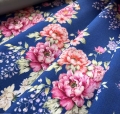 Bild 2 von Baumwoll Stretch Stoff - Blumen blau beere creme  - 50 cm