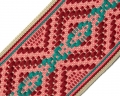 Bild 2 von Reststück Borte Jacquardband Zierborte - koralle fuchsia elfenbein  7,8 cm breit   125 cm