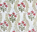 Bild 2 von Baumwollstoff - Indien  - blockprint Handdruck Blumen Rankenmuster cremeweiss rot gelb grün - 50 cm