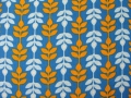Retroblumen Stoff Blätter - mittelblau - 50 cm