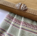 Bild 4 von Brokat Italien Jacquard - Querstreifen gewebt  zartgrün senfgelb rot   2x100cm
