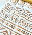 Bild 4 von Jacquard Dirndl Stoff Querstreifen - knitterfrei- Streifen - creme senfgelb kupfer - 200 cm