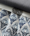 Bild 2 von Gobelin Jacquard - Dirndlstoff  gewebt  Ornamentmuster - blau grau creme   - 190 cm