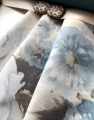 Bild 1 von Canvas Stoff  Leinenoptik - knitterarm - Blumen -  sand grau blau - 210 cm