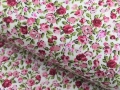 Dirndl Stoff Blumen - millefiori - creme weiß altrosa weinrot zartgrün - 50 cm