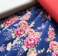 Bild 1 von Baumwoll Stretch Stoff - Blumen blau beere creme  - 50 cm