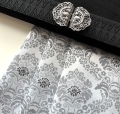 Bild 2 von Jacquard Dirndl Stoff Blumen - knitterfrei- Ornamentmuster - grau schwarz - 220 cm