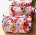 Kosmetiktasche Beautybag - Handdruck Stoff Indien - in 3 Größen