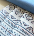 Bild 3 von Jacquard Dirndl Stoff Querstreifen - knitterfrei- Streifen - creme altblau aqua - 200 cm