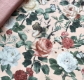 Bild 2 von Reststück Trachten Dirndl Stoff  Baumwolle - knitterarm - Rosen -pfirsich salbei - 100 cm