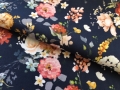 Bild 1 von Trachten Dirndl Baumwolldruck  - Blumen  - dunkelblau  senf - 50cm