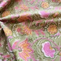 Bild 1 von Baumwollstoff - Indien  - blockprint Handdruck Blumen grün rosa gelb - 50 cm