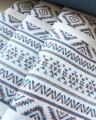 Bild 2 von Jacquard Dirndl Stoff Querstreifen - knitterfrei- Streifen - creme altblau aqua - 200 cm