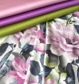 Bild 2 von Trachten Dirndl Stoff - knitterarm - Blumenmuster - altblau  beere pastell zartrosa - 190 cm