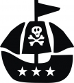 Bügelmotiv Piratenschiff schwarz