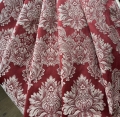 Bild 3 von Jacquard Italien -  Blumen  Ornamentmuster gewebt  dunkelrot creme - 2x95 cm