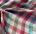 Bild 3 von Französischer Double Gauze Baumwollstoff  - Karo  -  weiß pink aqua - 50 cm