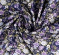 Bild 2 von Reststück Dirndl Stoff Blumen - dunkelblau flieder grün   - 215 cm