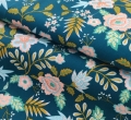 Dirndl Stoff Blumen - petrol  - 50 cm