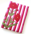 Baumwollstoff - Indien  - blockprint Handdruck Blumen Streifen rot rosa grün - 50 cm