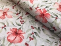 Reststück Dirndl Stoff  Barbara - knitterarm - Blumen - creme korallenrot salbei - 215 cm