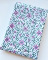 Bild 1 von Reststück Baumwollstoff - Indien  - blockprint Handdruck Blumen weiß mint dunkelrosa - 220 cm