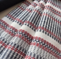 Bild 2 von Jacquard Dirndlstoff  gewebt Querstreifen - blau rot cremeweiss - 200 cm