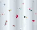 Bild 2 von Reststück Dirndl Stoff Blumen Streifen - hellblau weiß - 115 cm