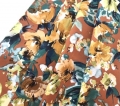 Bild 1 von Reststück Baumwollsatin Stretch - Blumen  cognac petrol grün - 200 cm