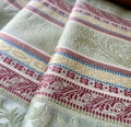 Bild 1 von Brokat Italien Jacquard - Querstreifen gewebt  zartgrün senfgelb rot   2x100cm
