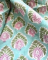 Bild 3 von Baumwollstoff - Indien  - blockprint Handdruck Blumen acqua rosa grün - 50 cm